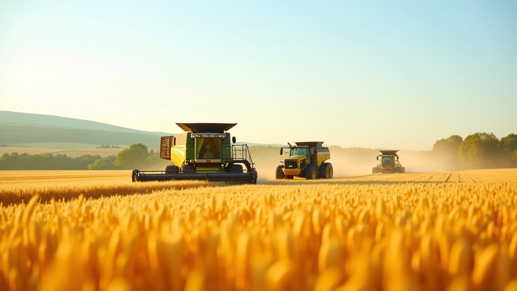 Zemědělská pole s moderní technologií a stroji v České republice