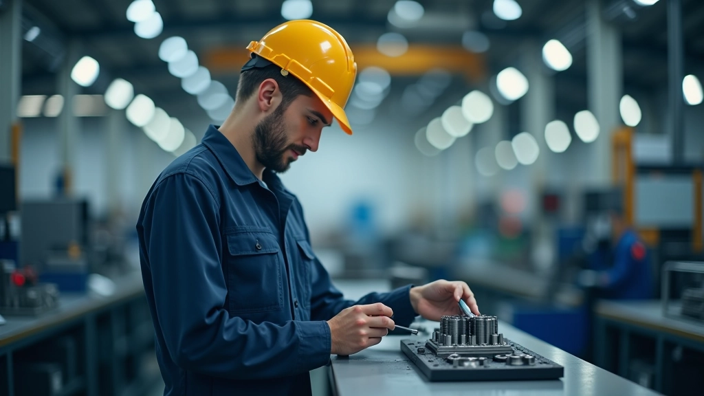 Inženýr v továrně kontroluje kvalitu automobilových součástí