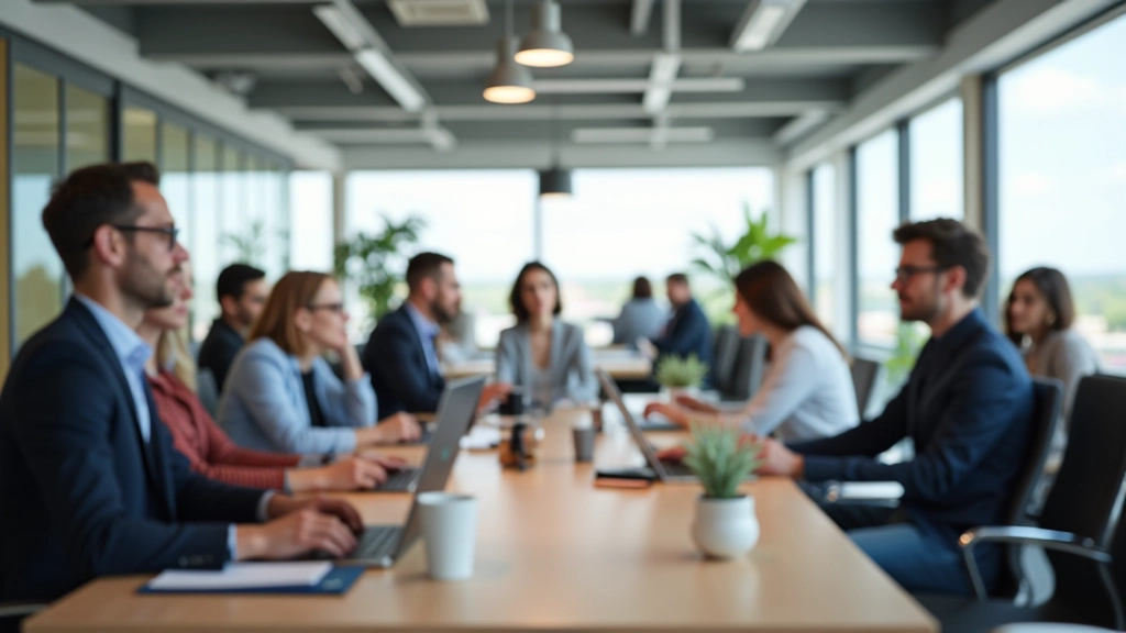 Moderní kancelářské prostředí se skupinou profesionálů pracujících na projektech